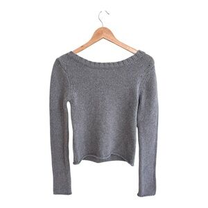 Derek Lam 10 Crosby Criss Cross Back Long Sleeve Sweater Gray Womens Size XS
